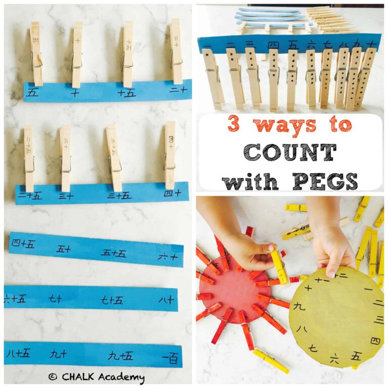 Bilingual Number Matching With Pegs – 3 Simple Fine Motor Activities