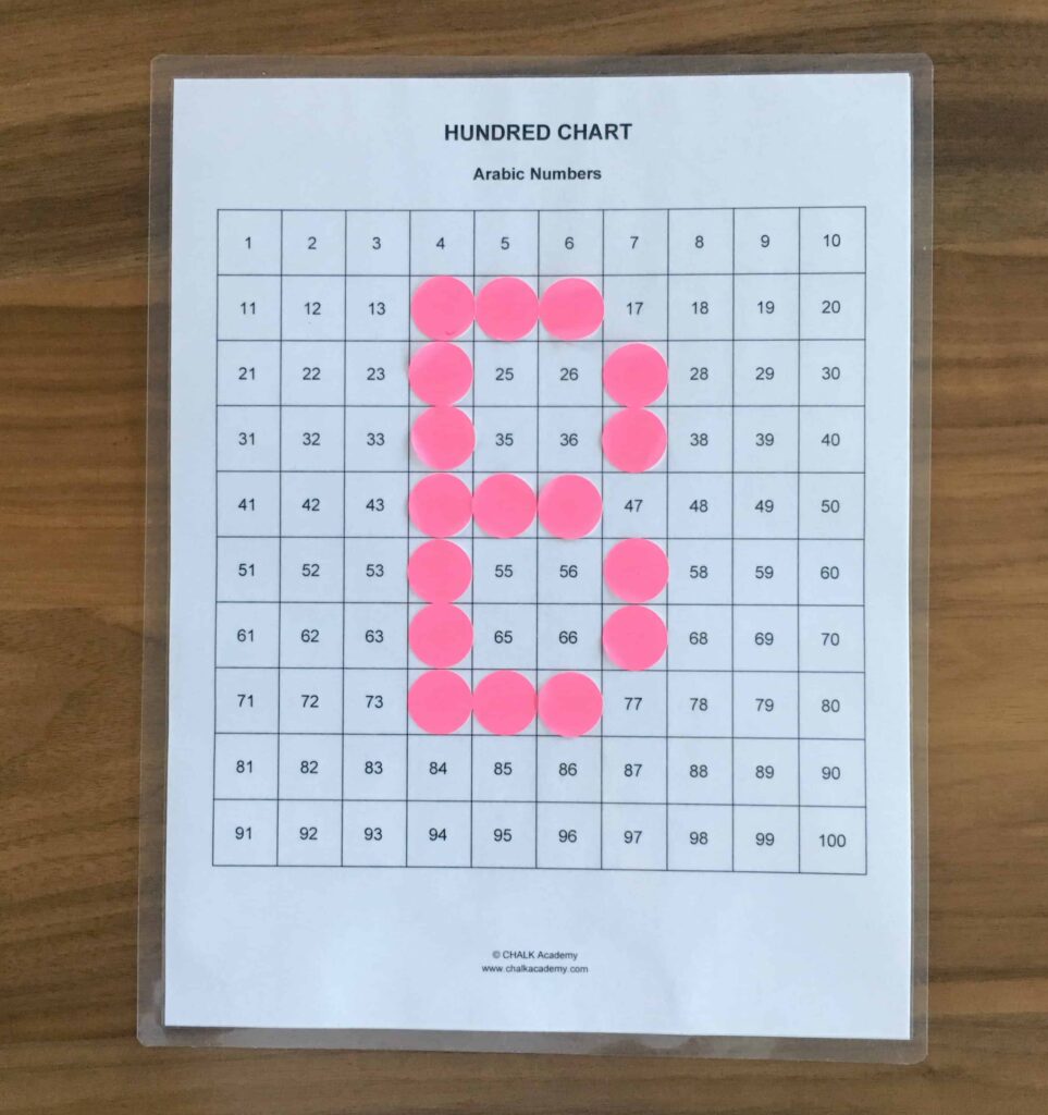 Hundred Chart - B with dot stickers