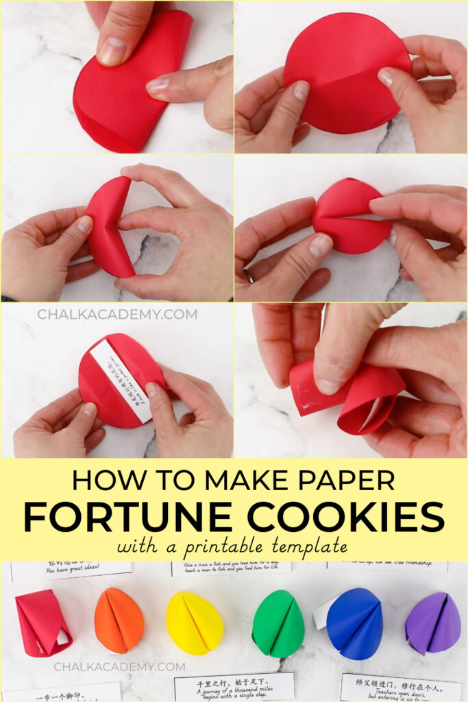How to make paper fortune cookies with a printable template - step by step tutorial with video
