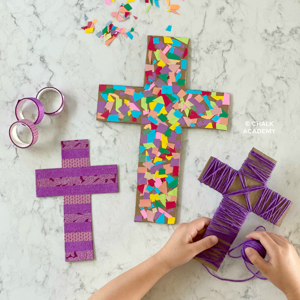 3 Cardboard Cross Craft Decorations for Easter