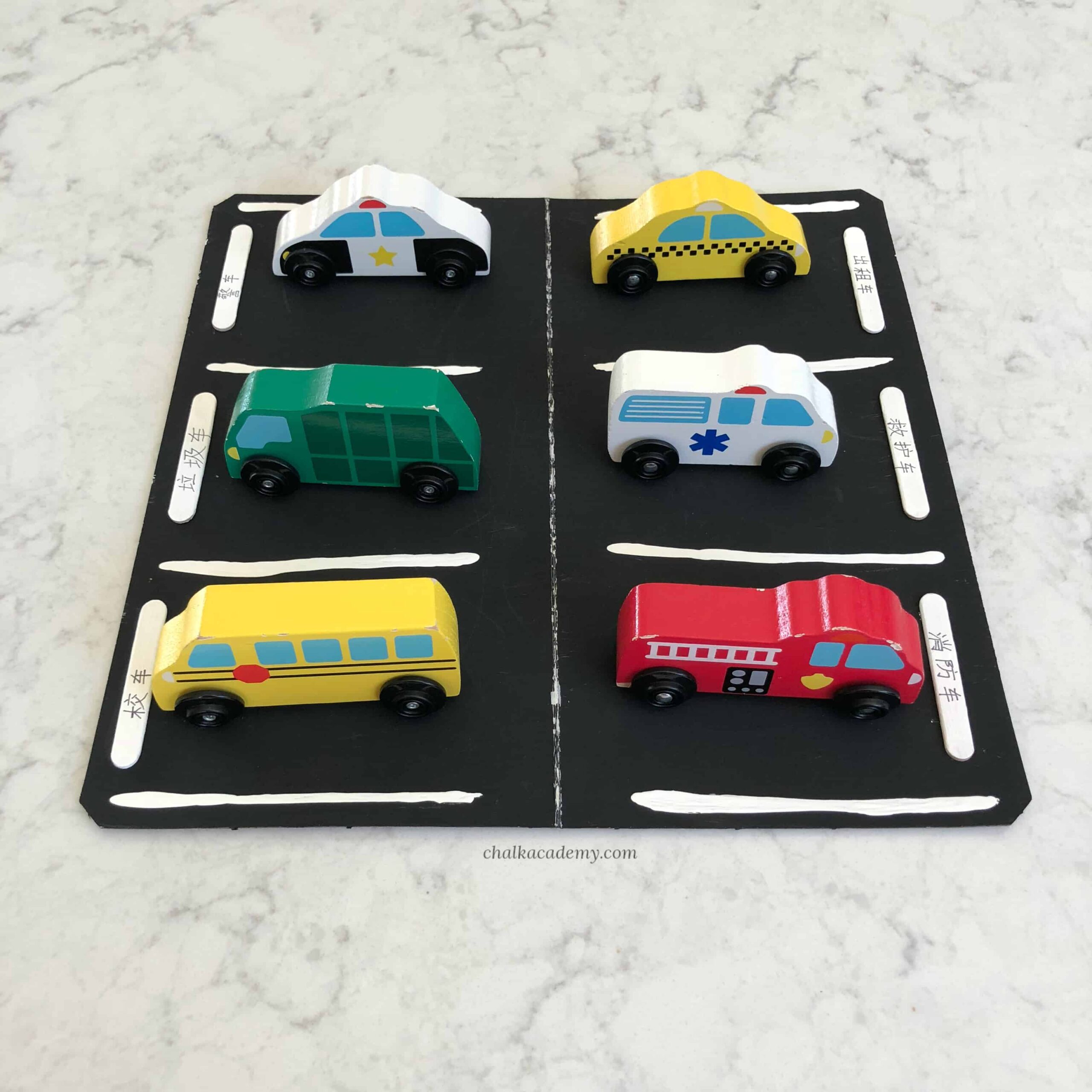 Parking Lot Craft and Toy Car Matching Activity