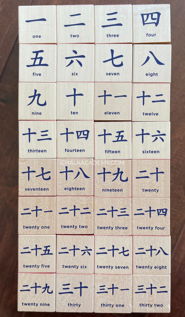Side 5 has 32 Chinese numbers with English translation.  The Chinese characters are large and easy to read while the English text is smaller.  No Hanyu Pinyin is included with the numbers in this version of the product.