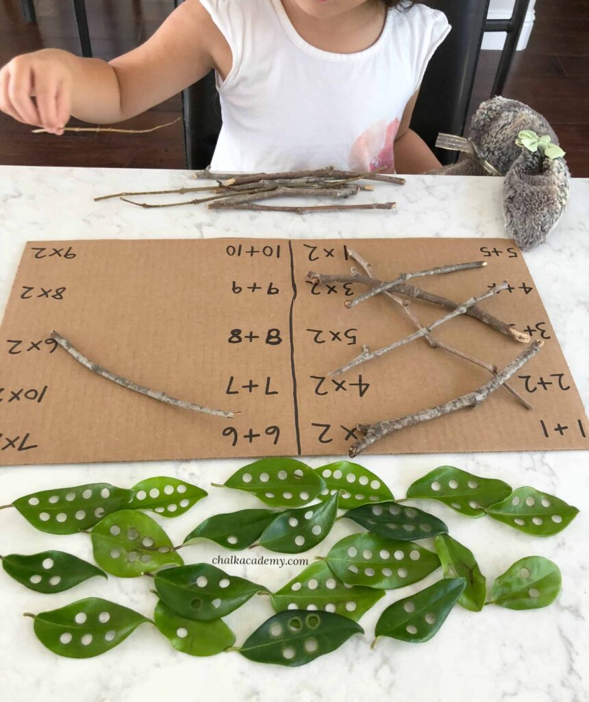 Fine Motor Math Activity with Hole-Punched Leaves!