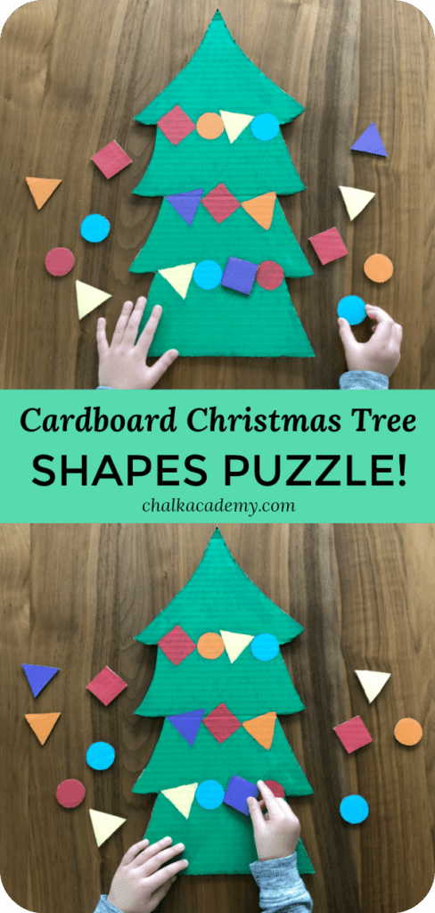 Cardboard Christmas Tree Shapes Puzzle for Toddlers!