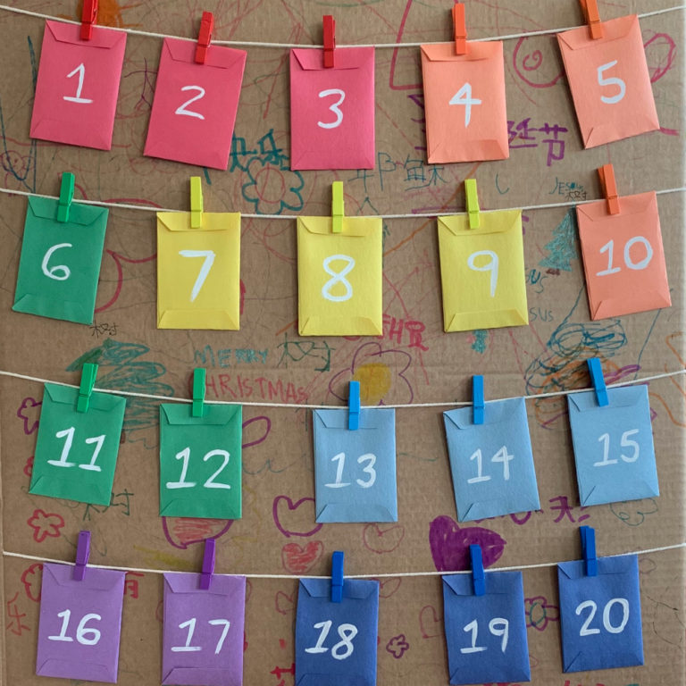 DIY Christmas Advent Countdown with Rainbow Envelopes