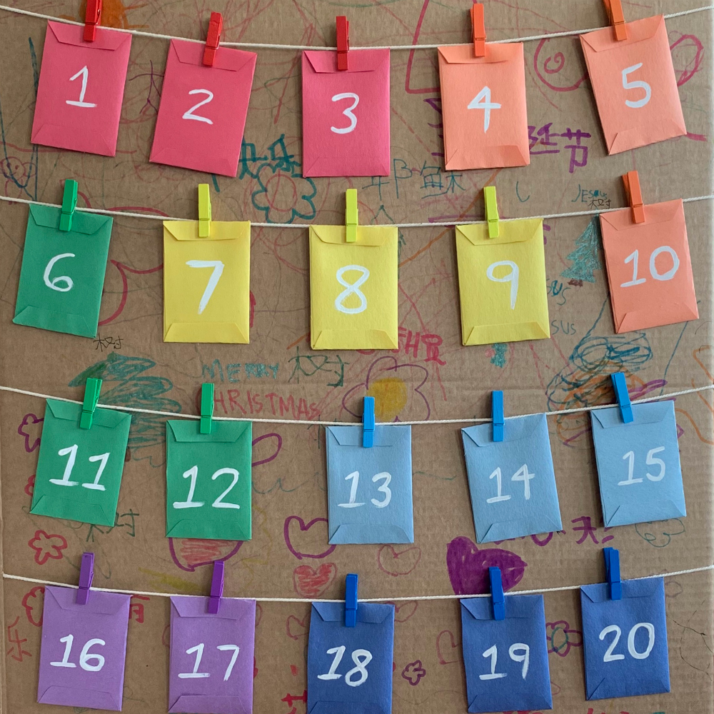 DIY Modern Christmas Advent Countdown with 25 Colorful Envelopes