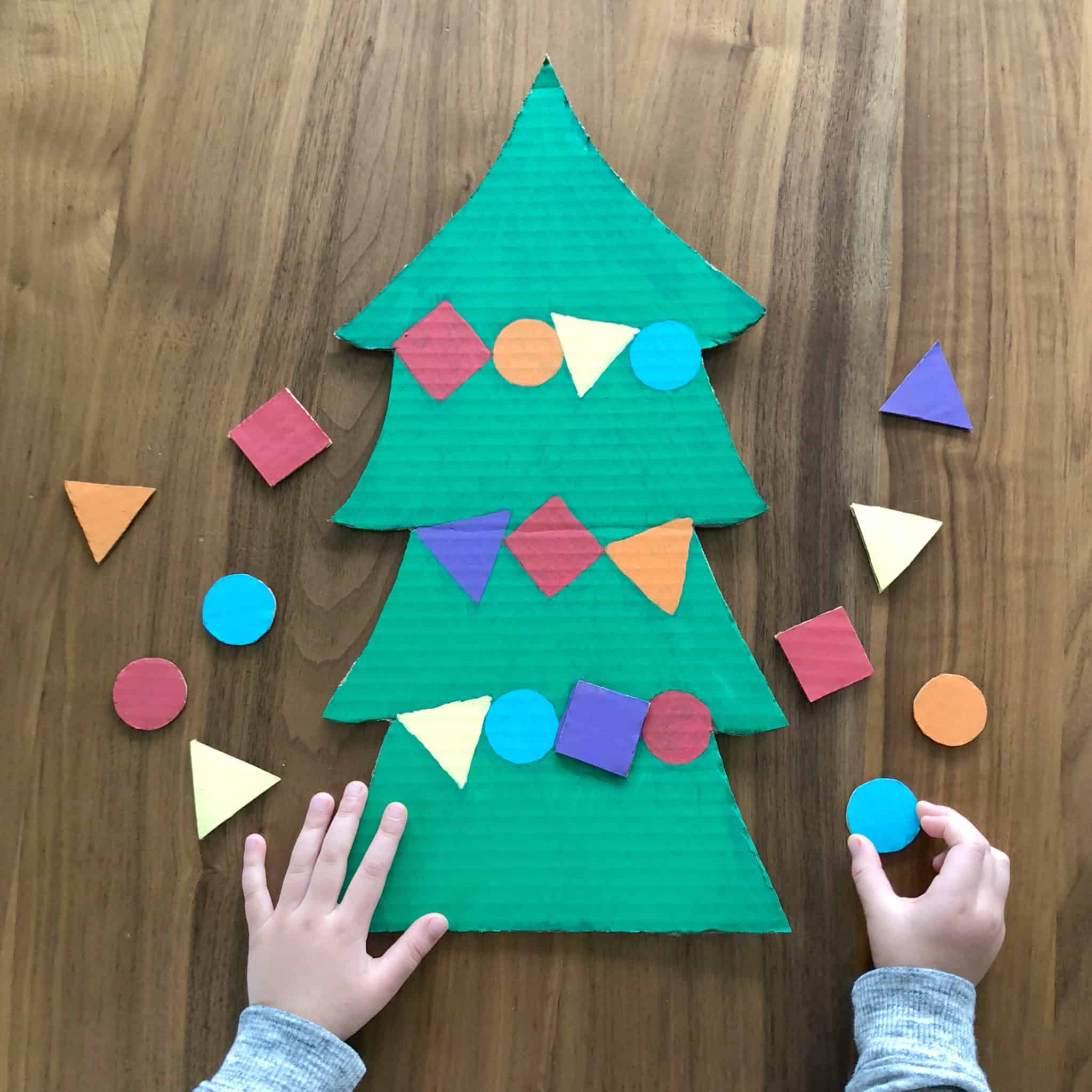 Cardboard Christmas Tree Shapes Puzzle for Toddlers!