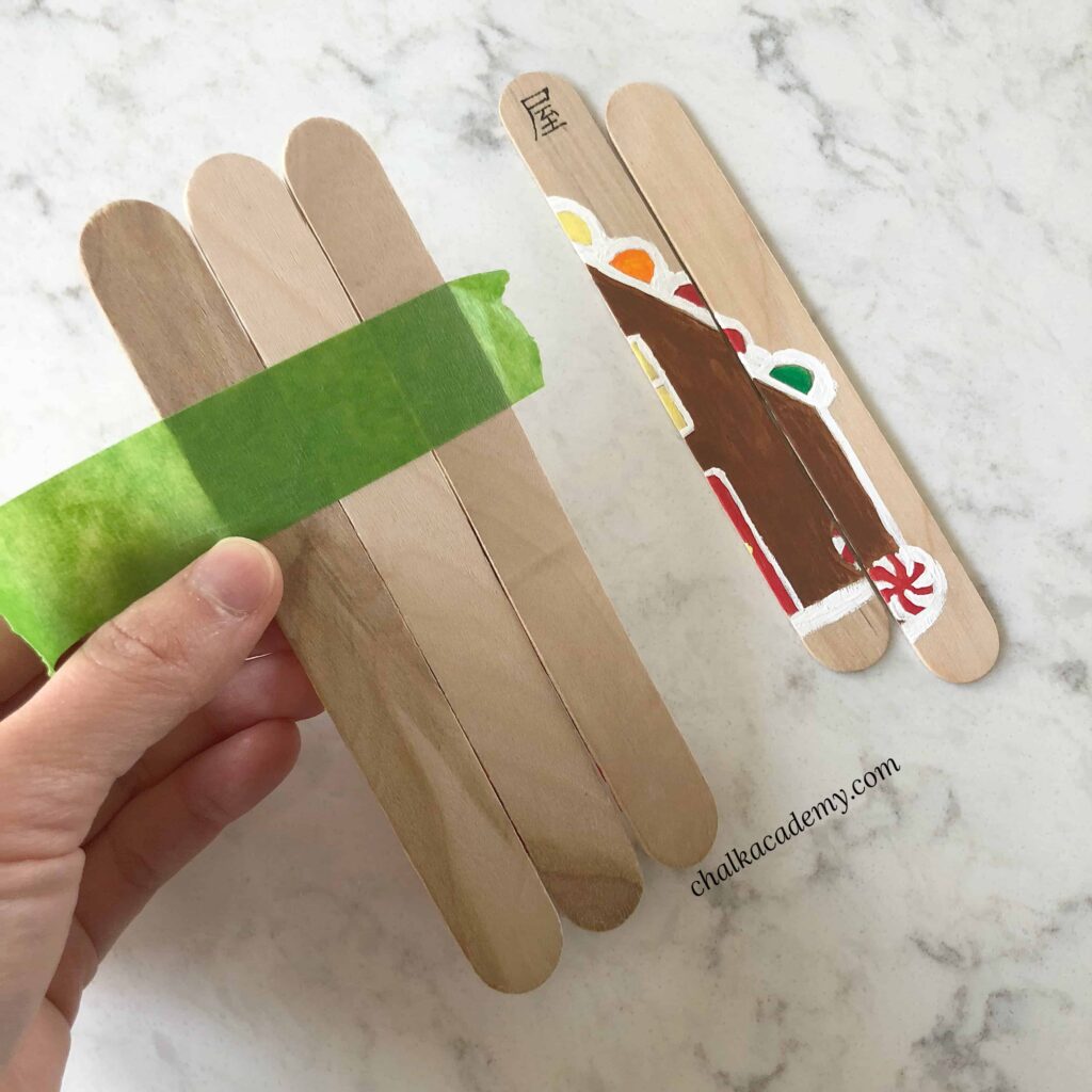 How to DIY Christmas Craft Stick Puzzles for Kids, Popsicle Stick Puzzle, Christmas tree puzzle craft, Gingerbread house puzzle craft