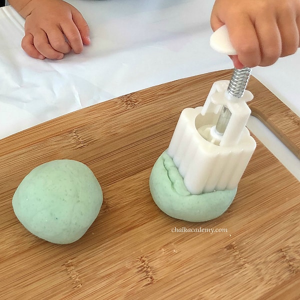 Using mooncake molds with homemade play dough