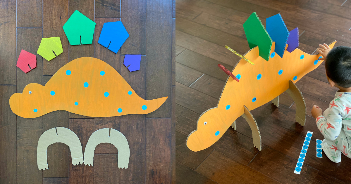 cardboard dinosaur - recycled craft diy toy for kids!