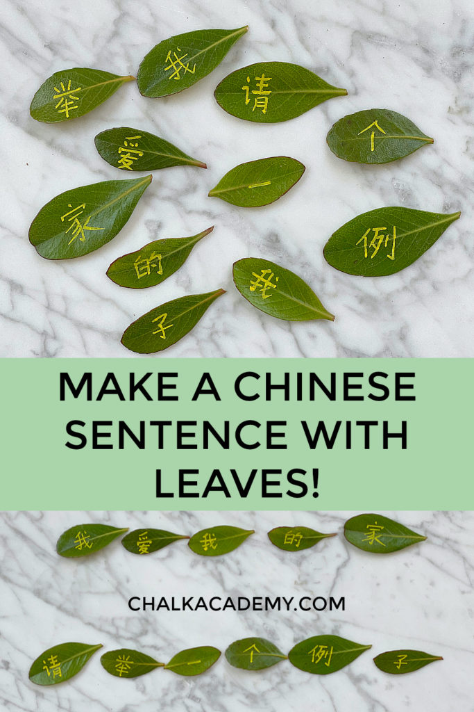 Make a Chinese sentence with leaves - fun way to learn Mandarin Chinese with children