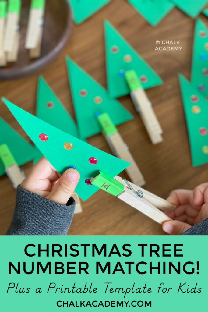 Christmas tree number matching printable template with numbers