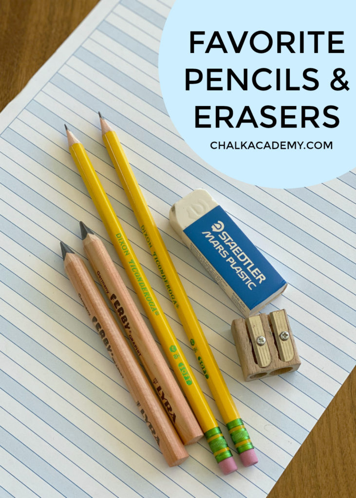 Favorite graphite pencils, eraser, and pencil sharpener
