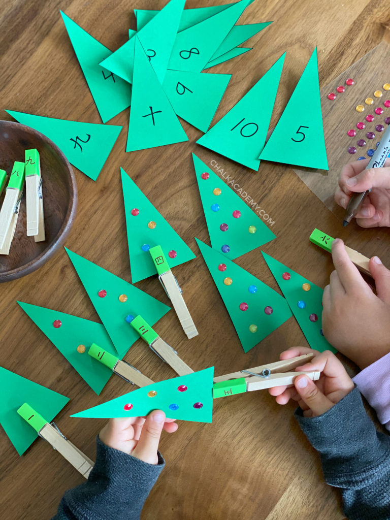 Christmas Tree Ornaments Counting & Pegging Activity - Free Printable