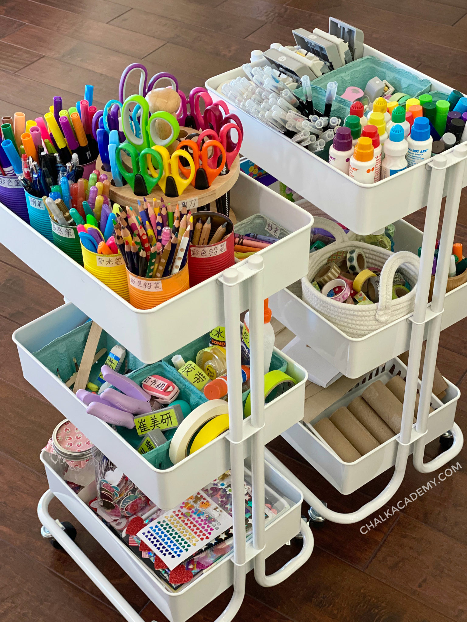 Kids Art Cart Storage System And Organization Tips