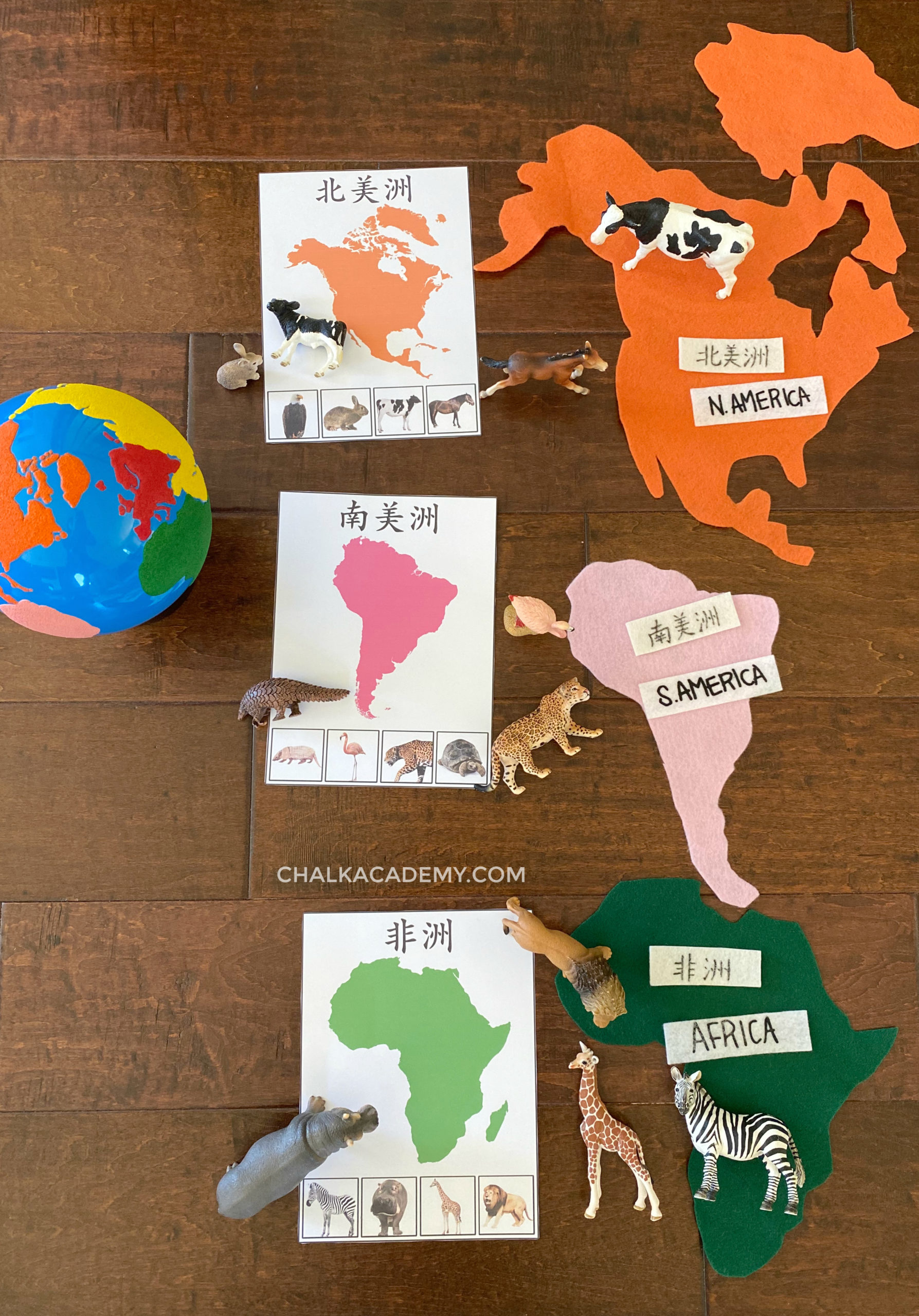 montessori felt world map for kids chalk academy