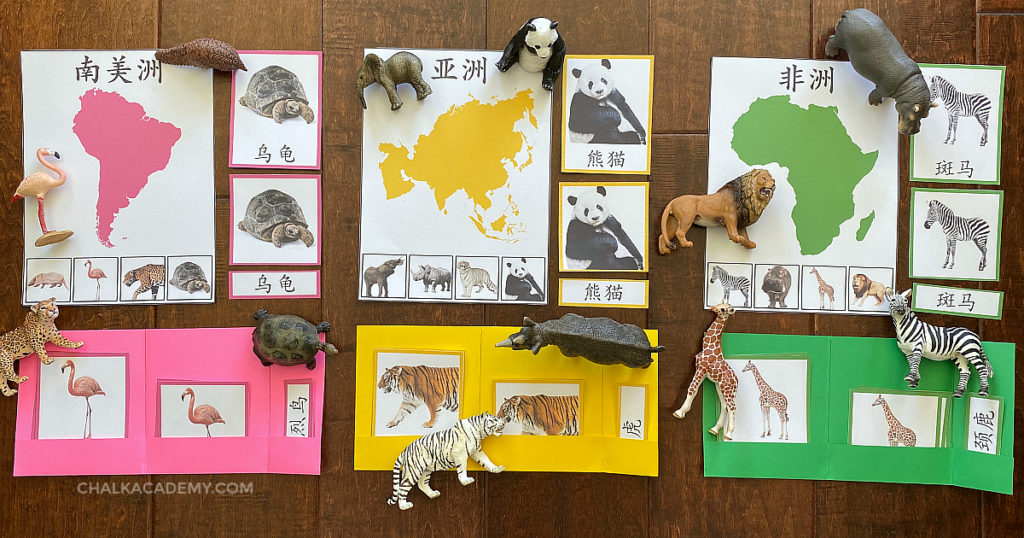 Montessori Animals And Continents Activities Chinese Korean English