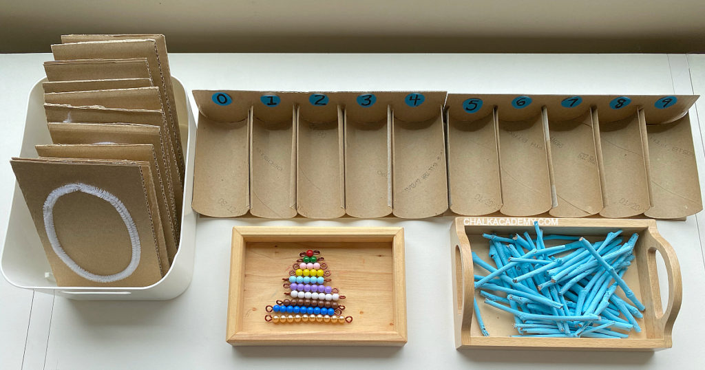 Toddler preschool Montessori math shelf