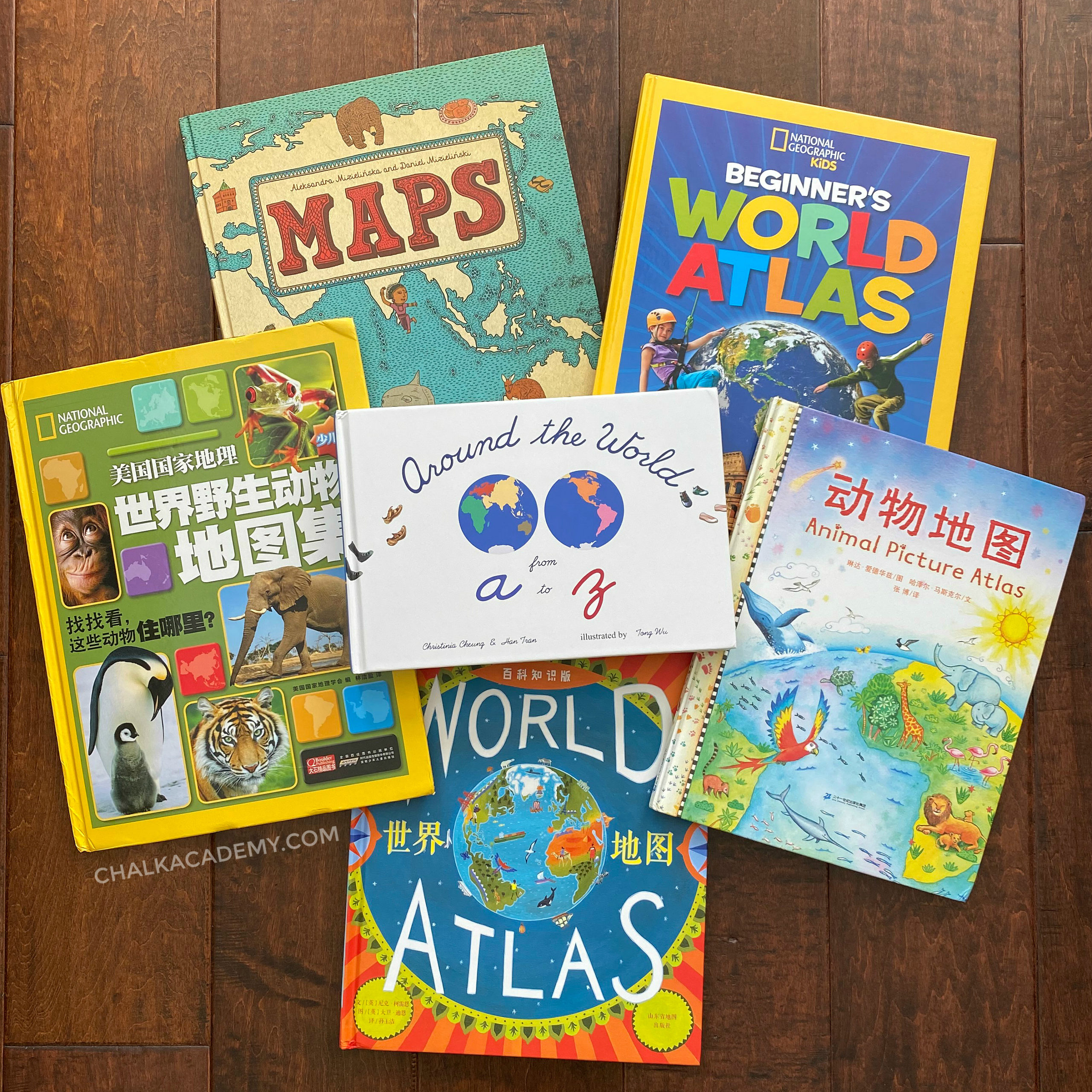 6 Geography World Map Atlas Books in Chinese and English for Elementary and Preschool