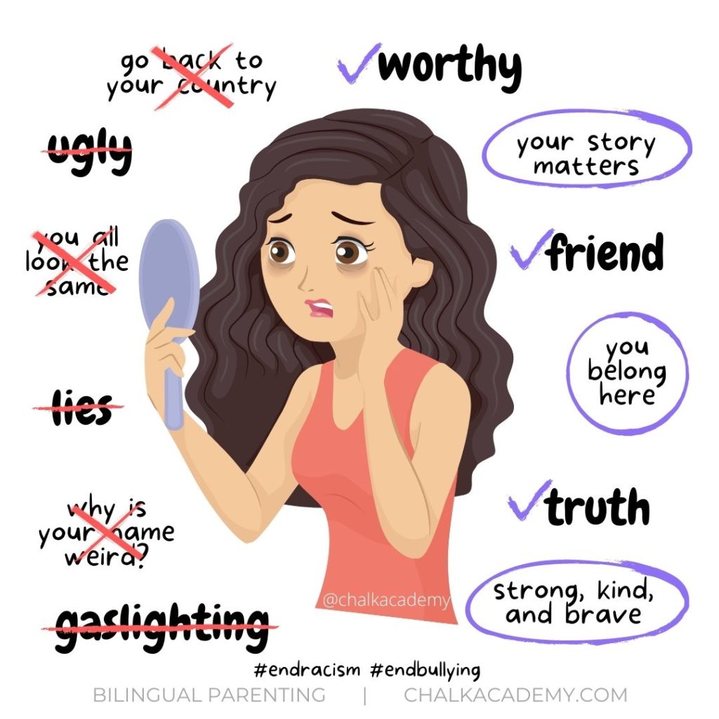 anti-bullying infographic racism gaslighting positive affirmations