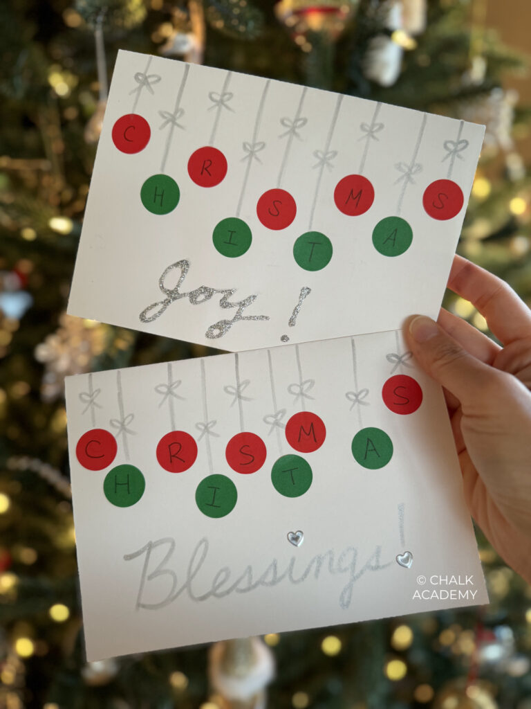 DIY Christmas dot sticker ornament cards