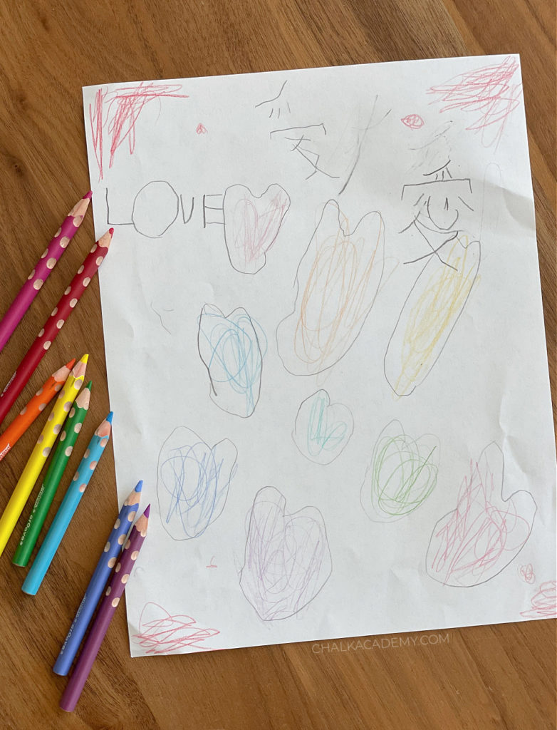 Toddler preschool bilingual love heart doodles