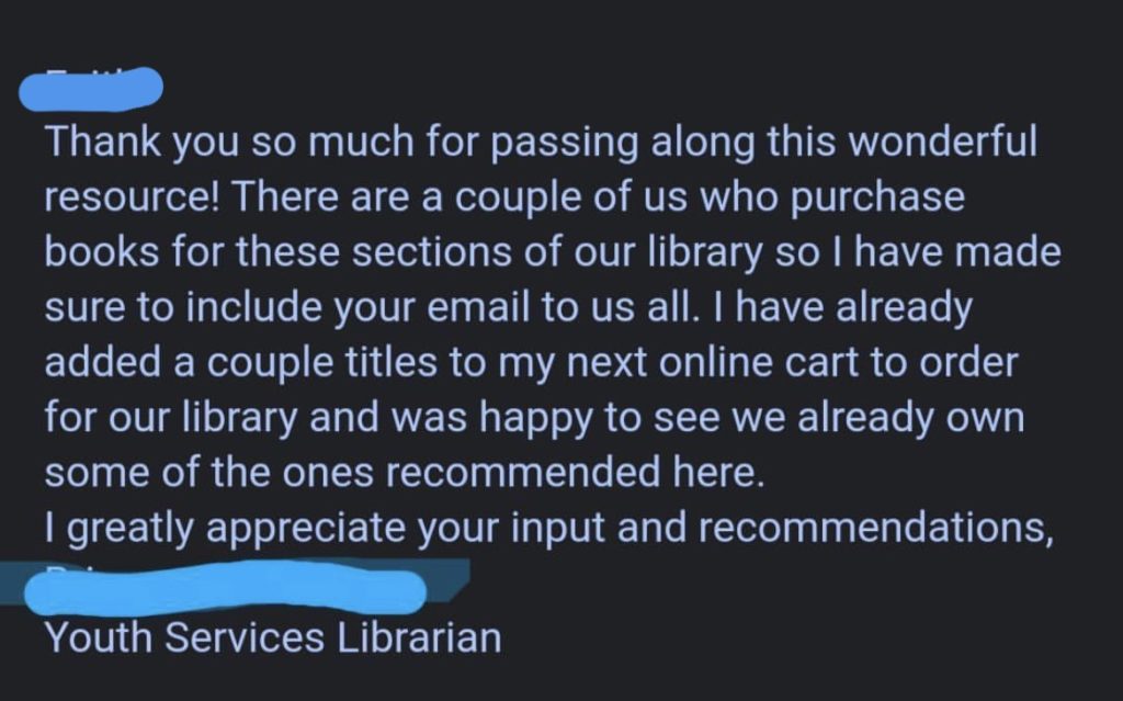 Response from library about request for Asian books