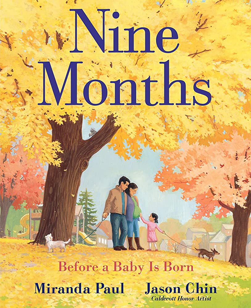 Nine Months Montessori Realistic Picture Book About Pregnancy with mixed-race Asian American family