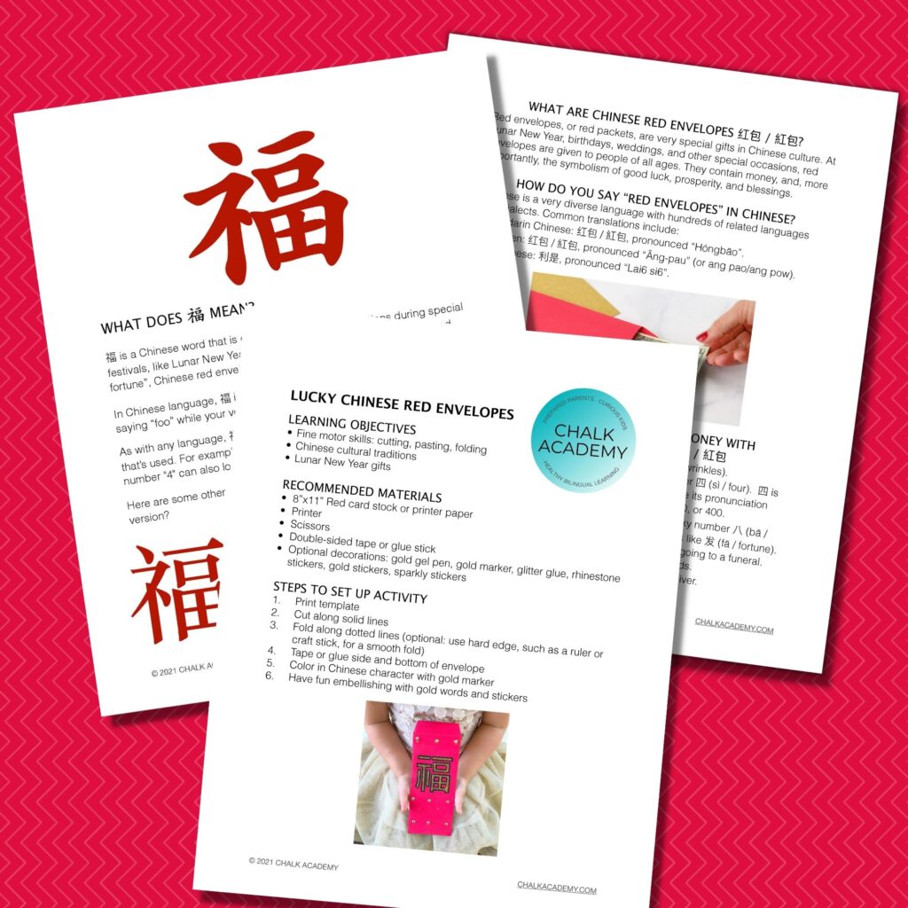 What are Chinese red envelopes? Lunar New Year information sheets for classrooms and homeschool.