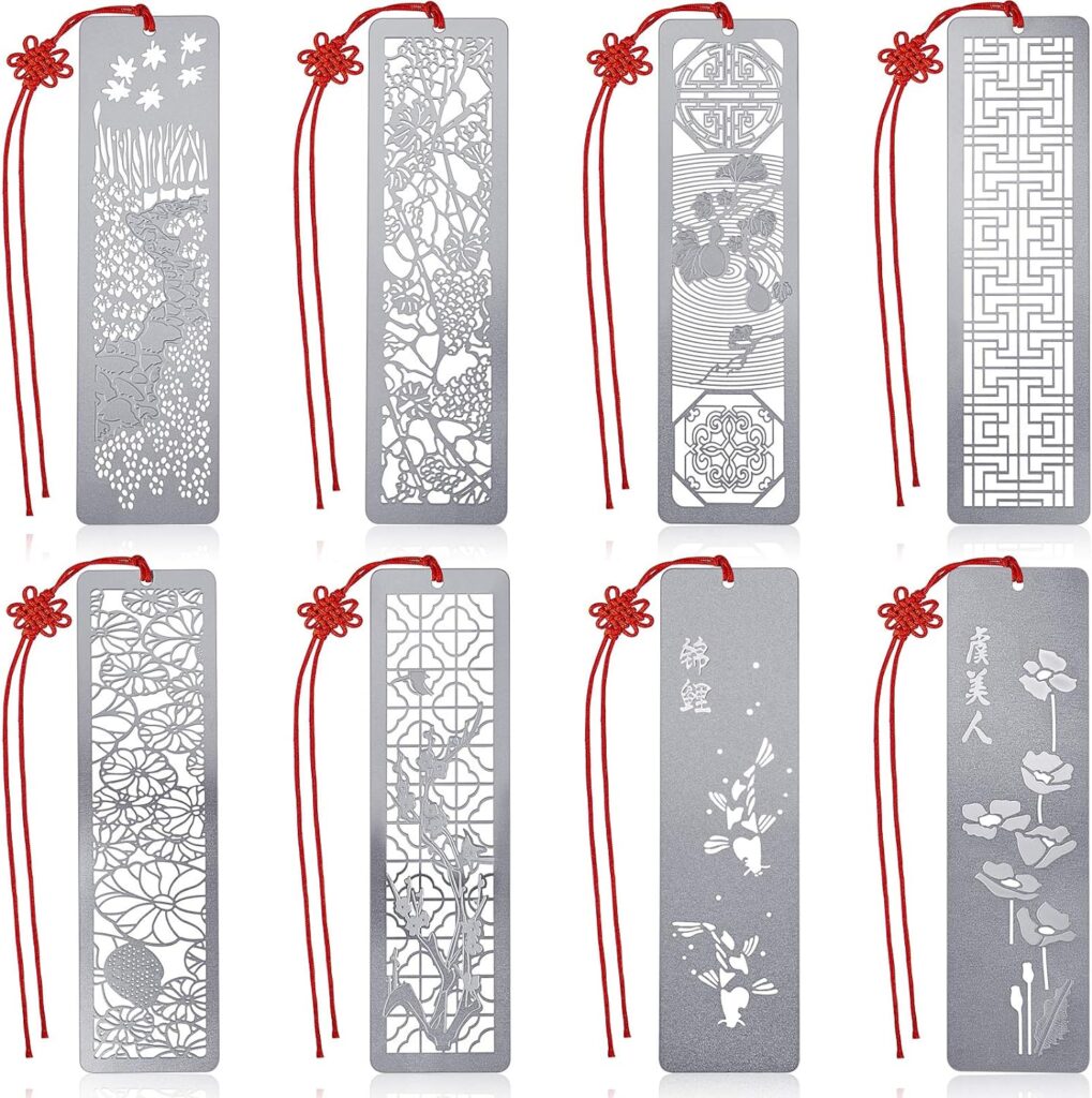 Chinese bookmarks with lucky red knots set of 8