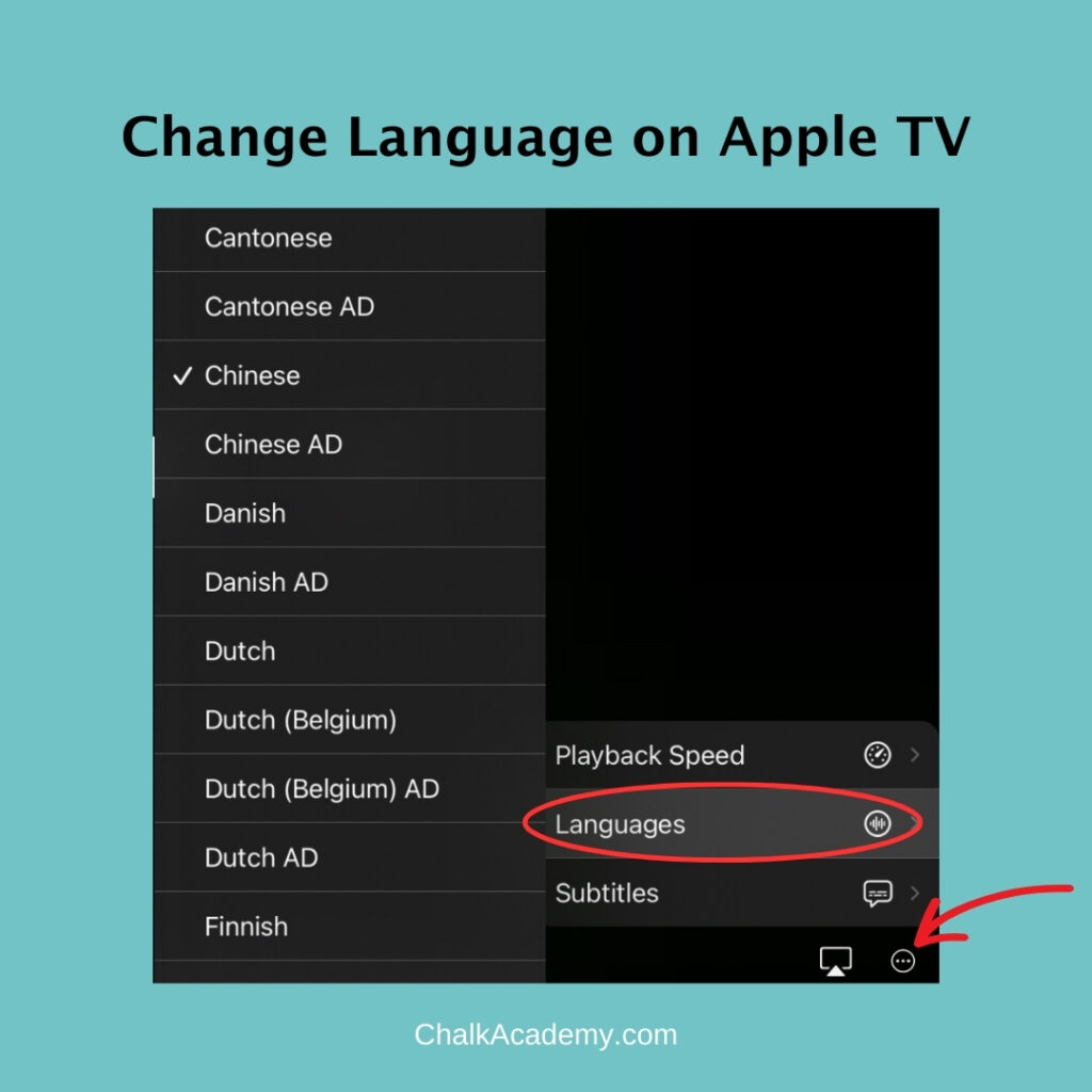 Change language on Apple TV to Chinese for holiday movies