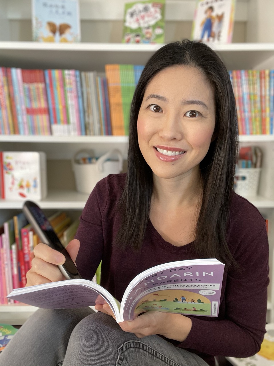Betty studying common Mandarin parenting phrases